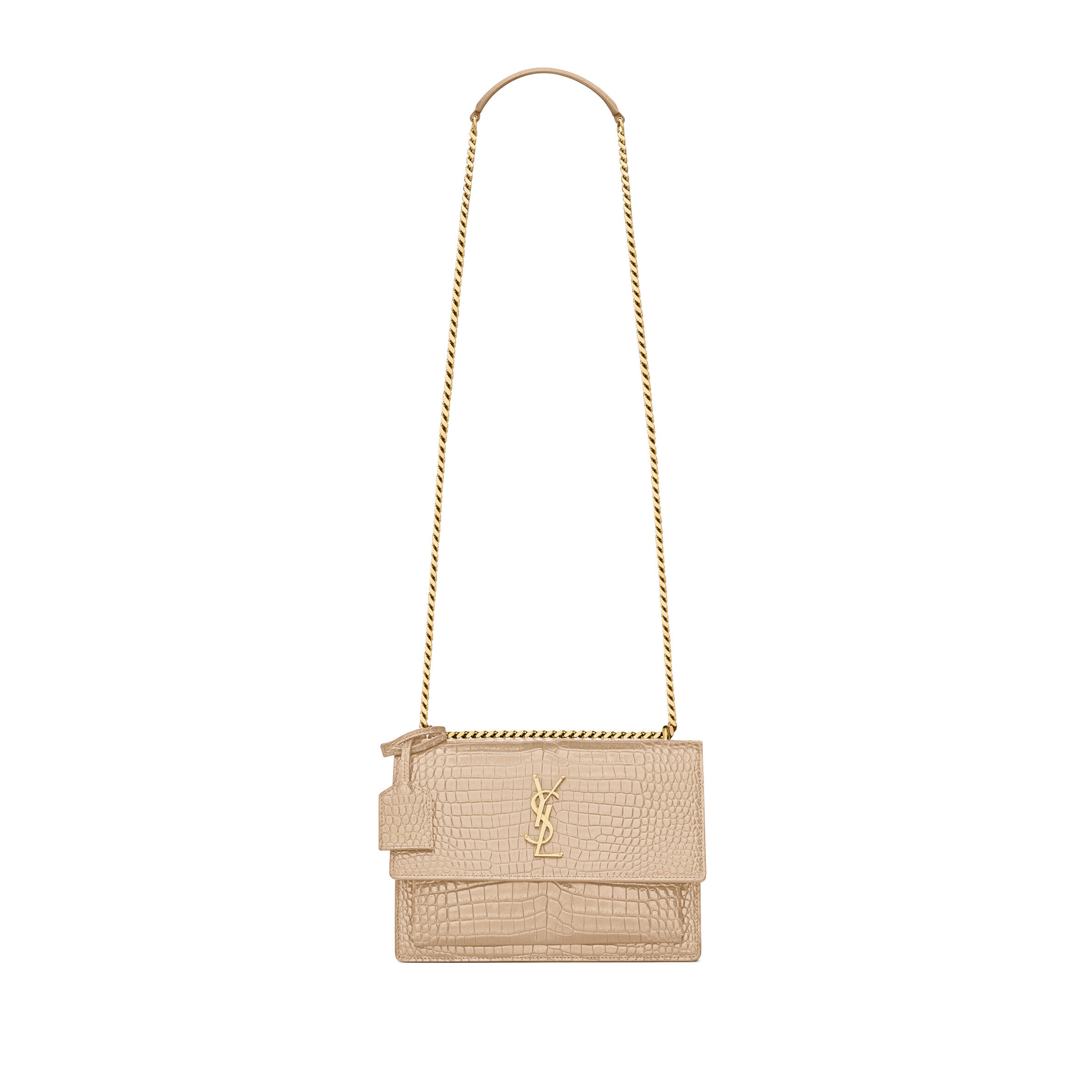 YSL SUNSET MEDIUM IN CROCODILE-EMBOSSED LEATHER 442906DND0J2721 (22*16*6.5cm)